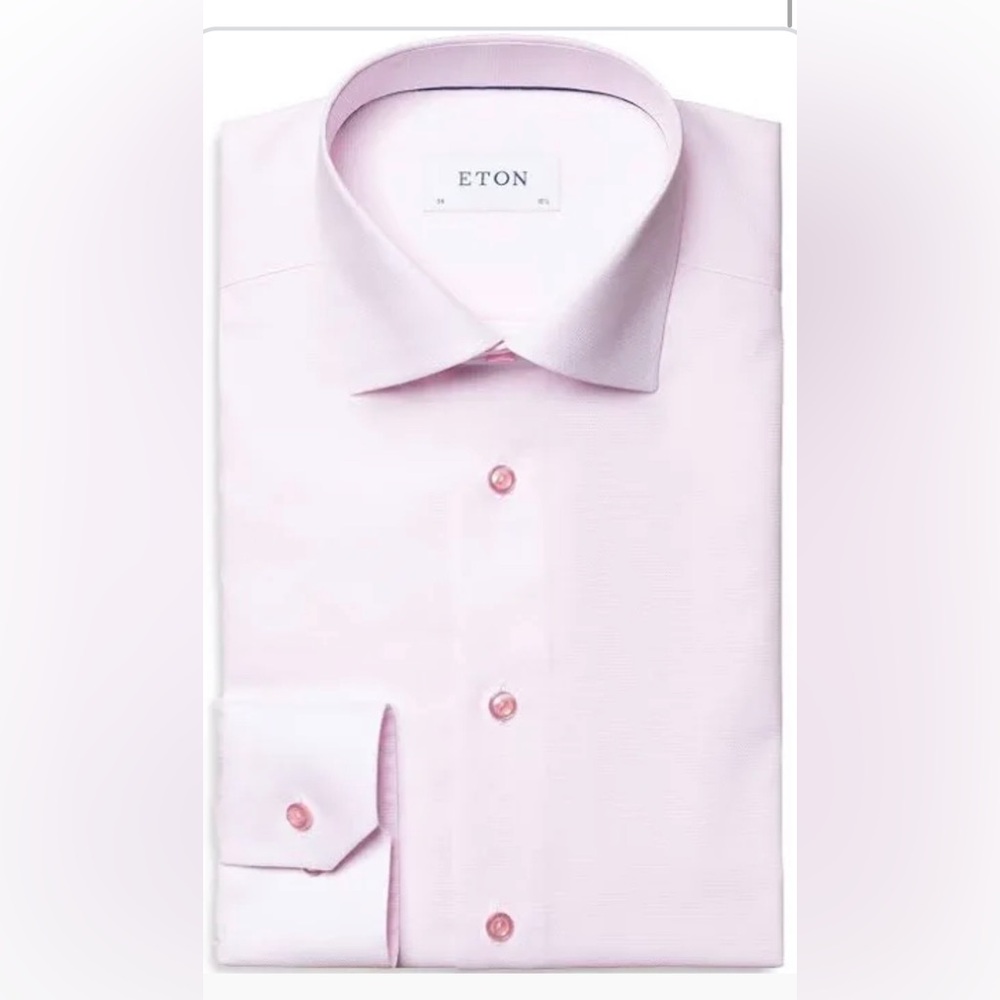 Eton pink textured slim fit dress shirt